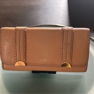 Chloe Leather Beige Long Wallet